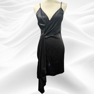 Cushnie Sleeveless‎ Halter Neck Plunging Mini Dress in Black Silk Size 4